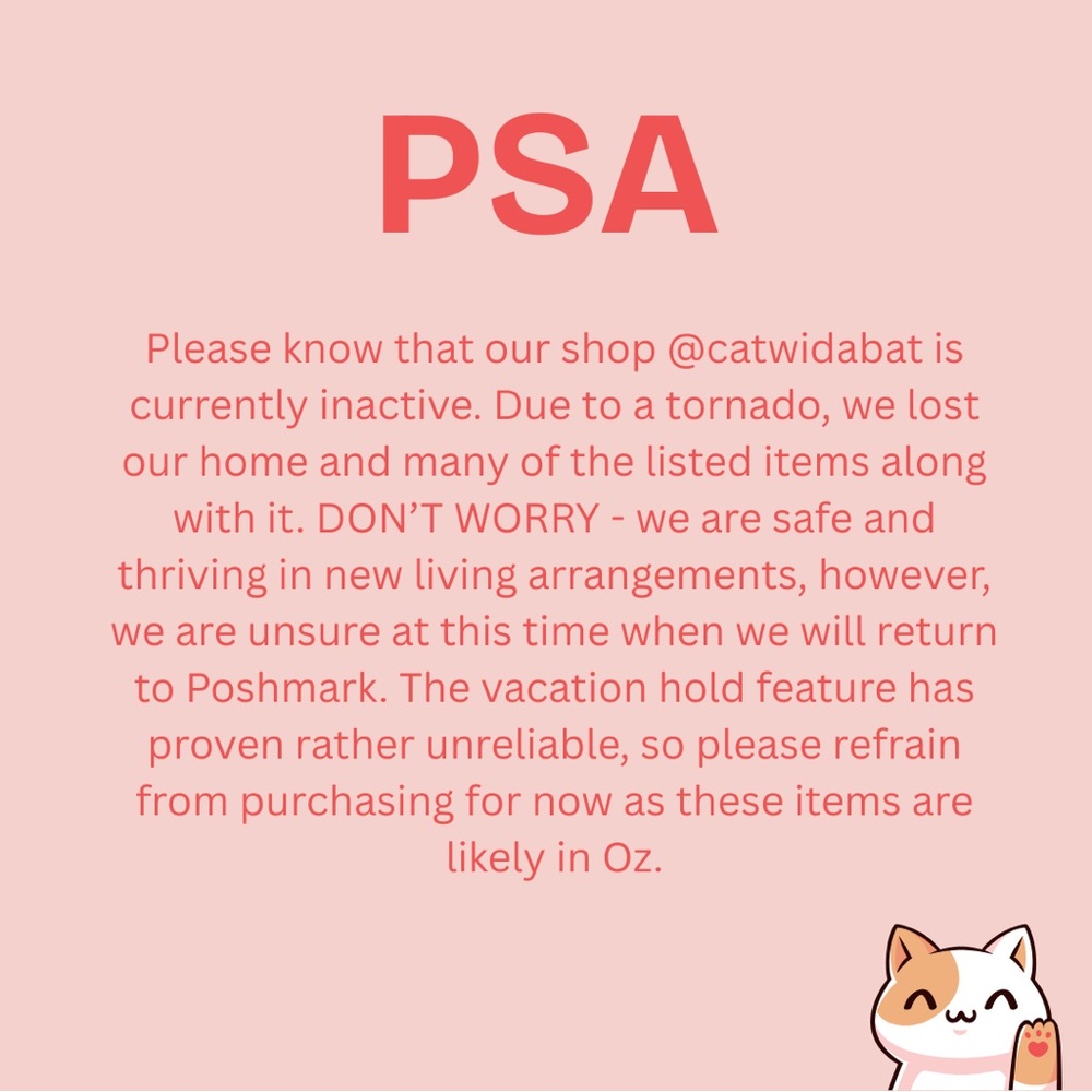 PSA Notice - Shop Status Update